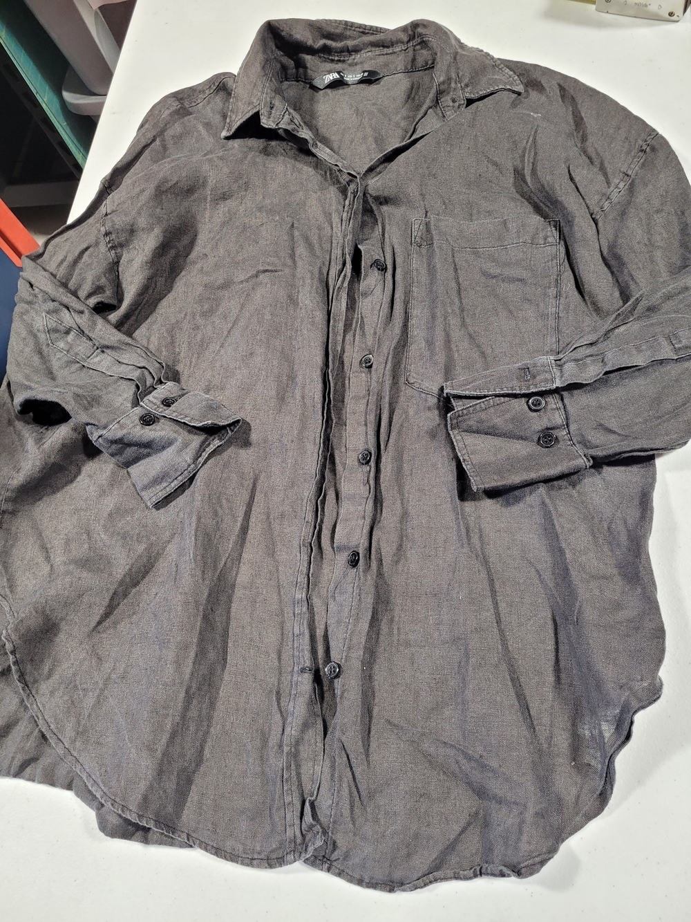 Zara Women's Button-Down Shirt - Charcoal Gray